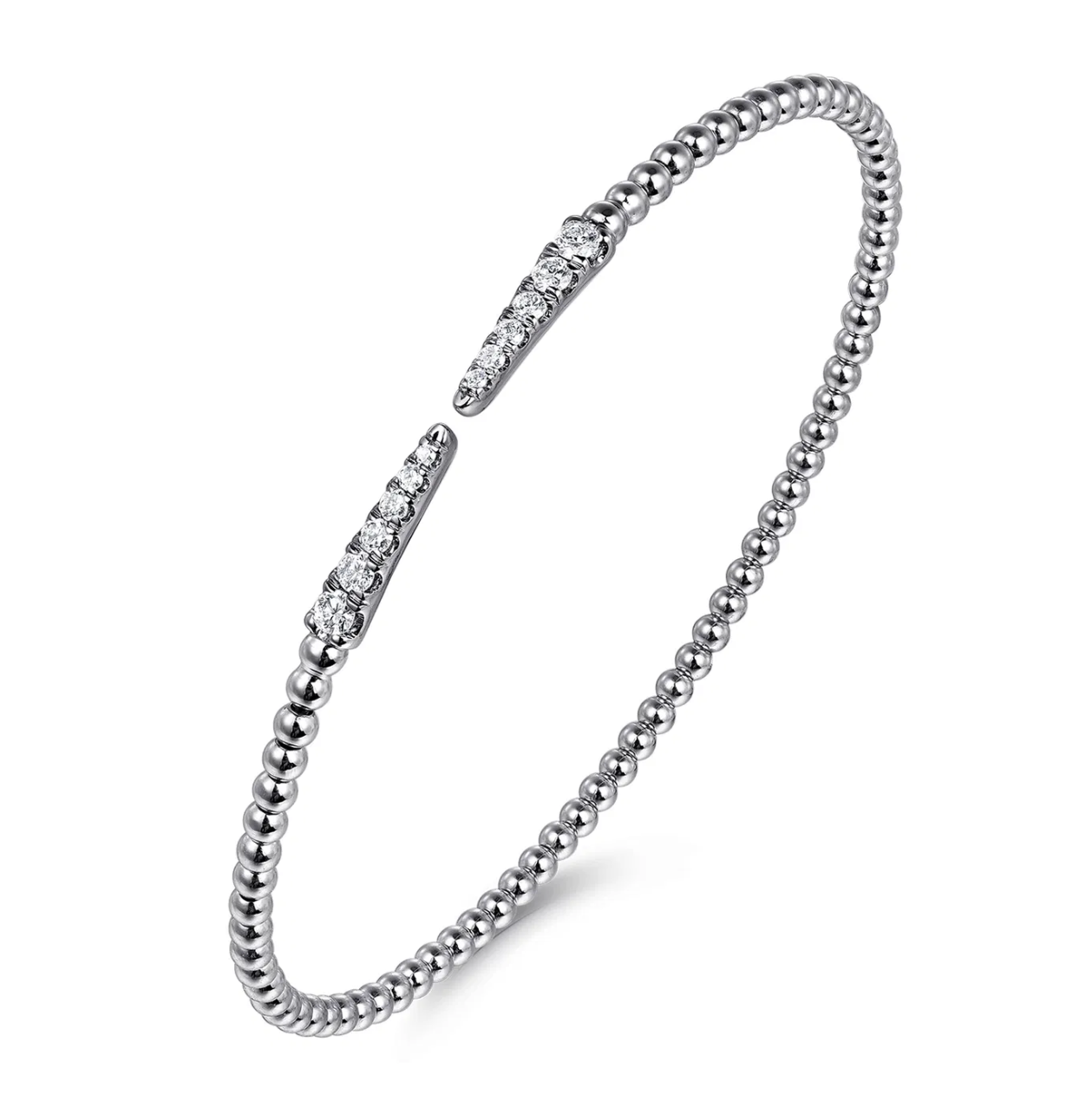 14K White Gold Bujukan Diamond Spikes Split Bangle