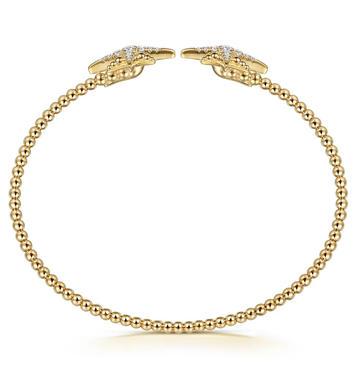 14K Yellow Gold Bujukan and Diamond Starburst Open Bangle Bracelet | Gabriel & Co. | Luby 