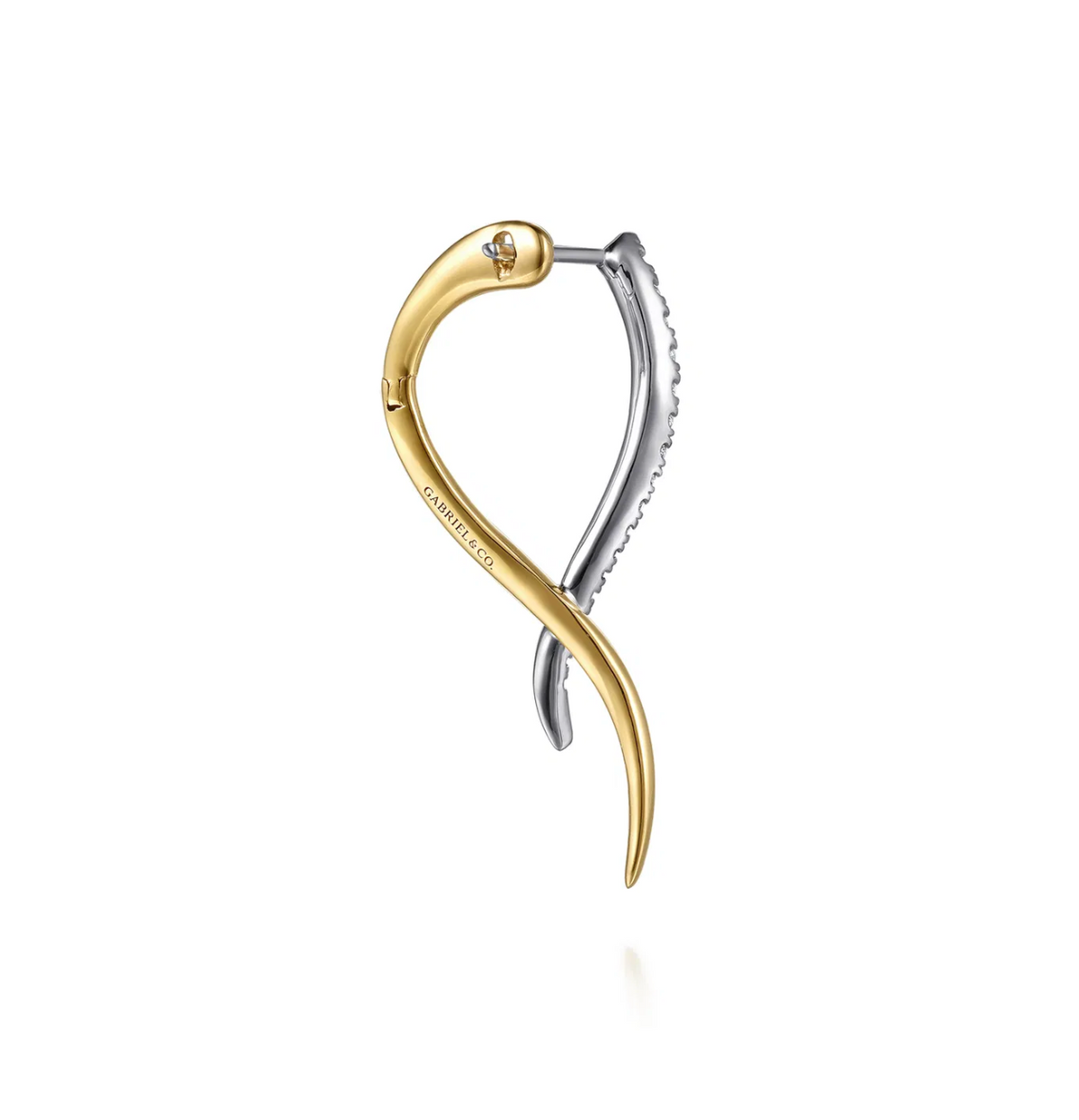 14K White Yellow Gold Diamond Spike Bypass Hoop Earrings | Gabriel & Co. | Luby 