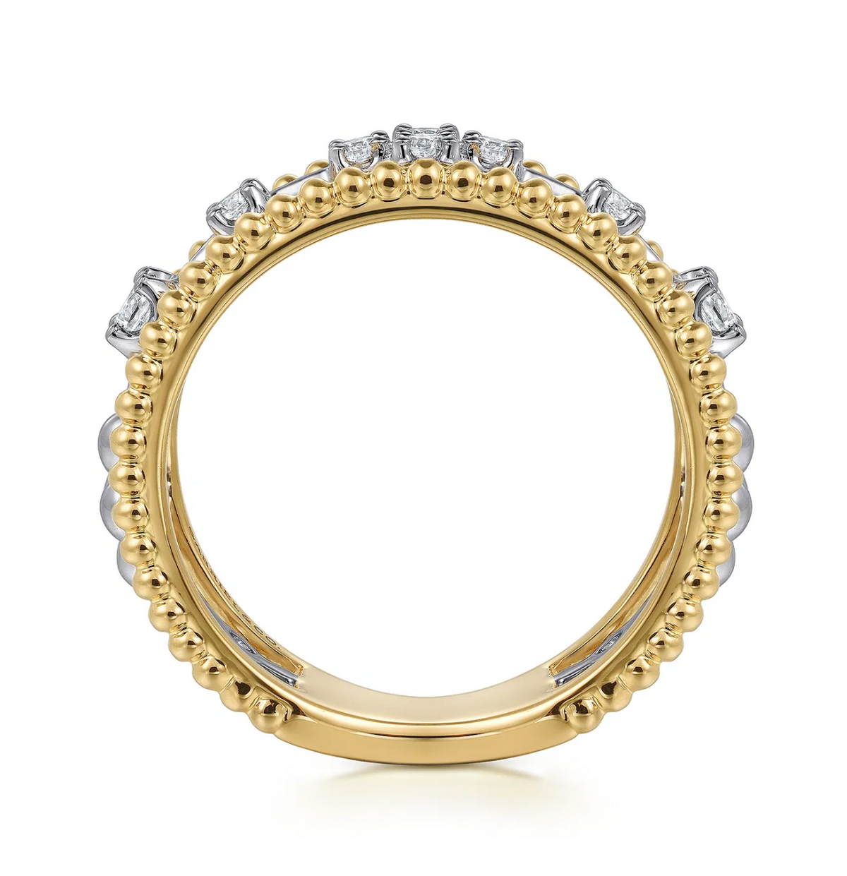 14K White and Yellow Gold Bujukan Diamond Easy Stackable Ladies Ring | Gabriel & Co. | Luby 