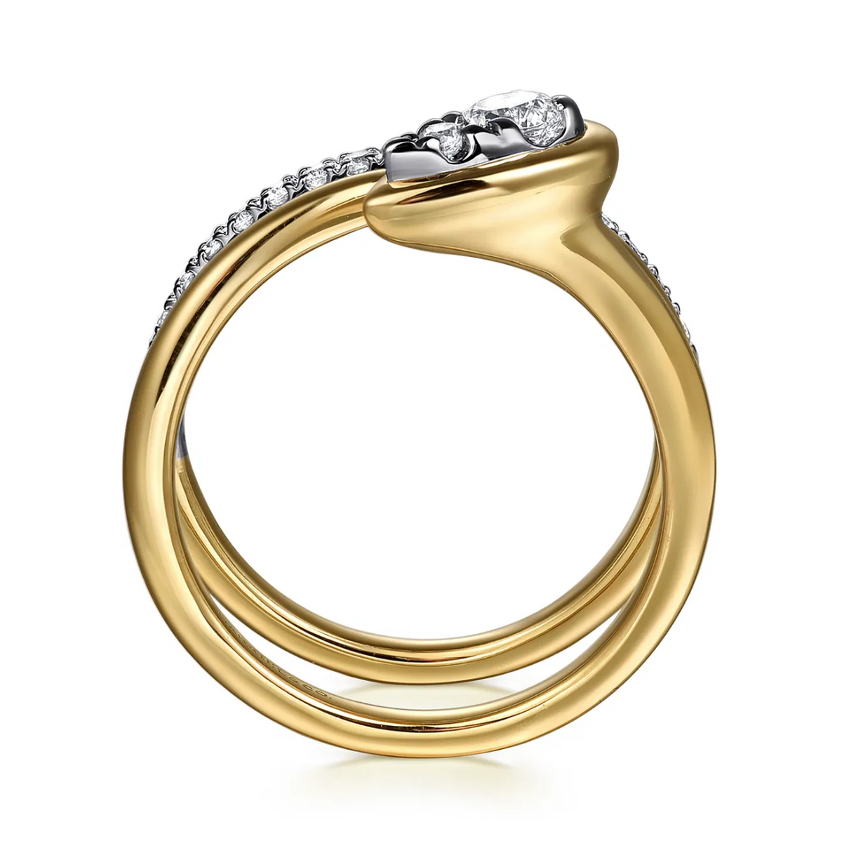 14K White Yellow Gold Diamond Bypass Ring | Gabriel & Co. | Luby 