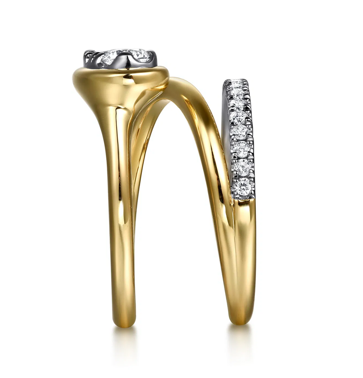 14K White Yellow Gold Diamond Bypass Ring | Gabriel & Co. | Luby 