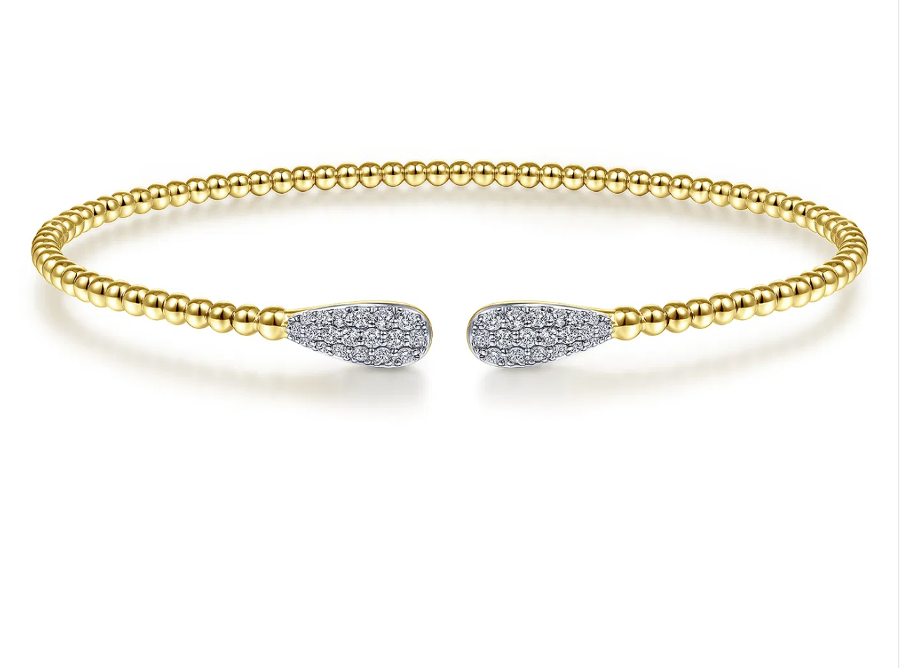 14K Yellow Gold Bujukan Diamond Teardrops Bangle