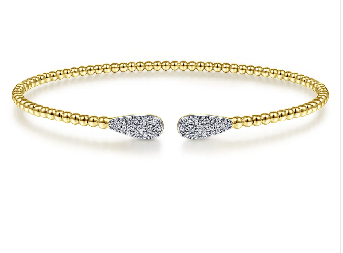 14K Yellow Gold Bujukan Diamond Teardrops Bangle | Gabriel & Co. | Luby 