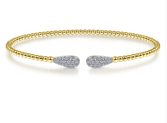 14K Yellow Gold Bujukan Diamond Teardrops Bangle