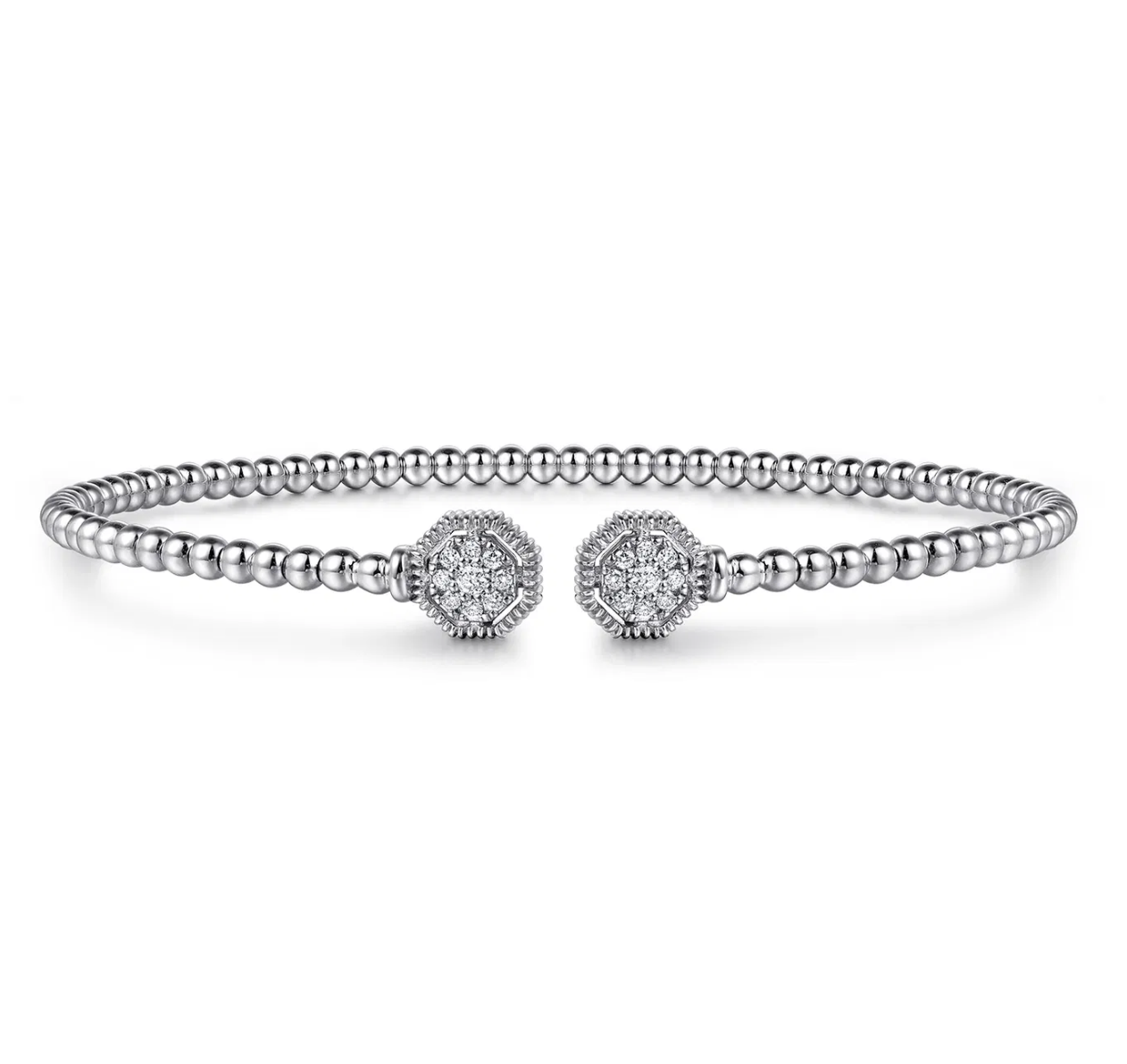 14K White Gold Bujukan Diamond Hexagon Split Bangle | Gabriel & Co. | Luby 