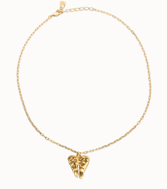 Short necklace with wing detail 18K Gold Plated