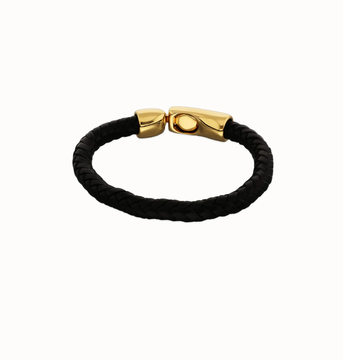 Leather braided bracelet with golden clasp Gold Plated