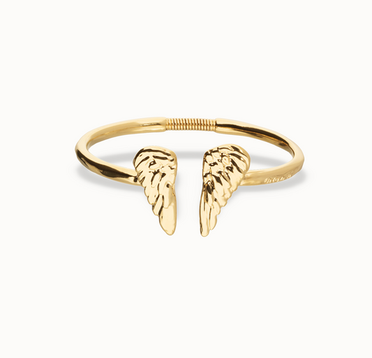 Cuff bracelet with wing detail 14K Gold Plated