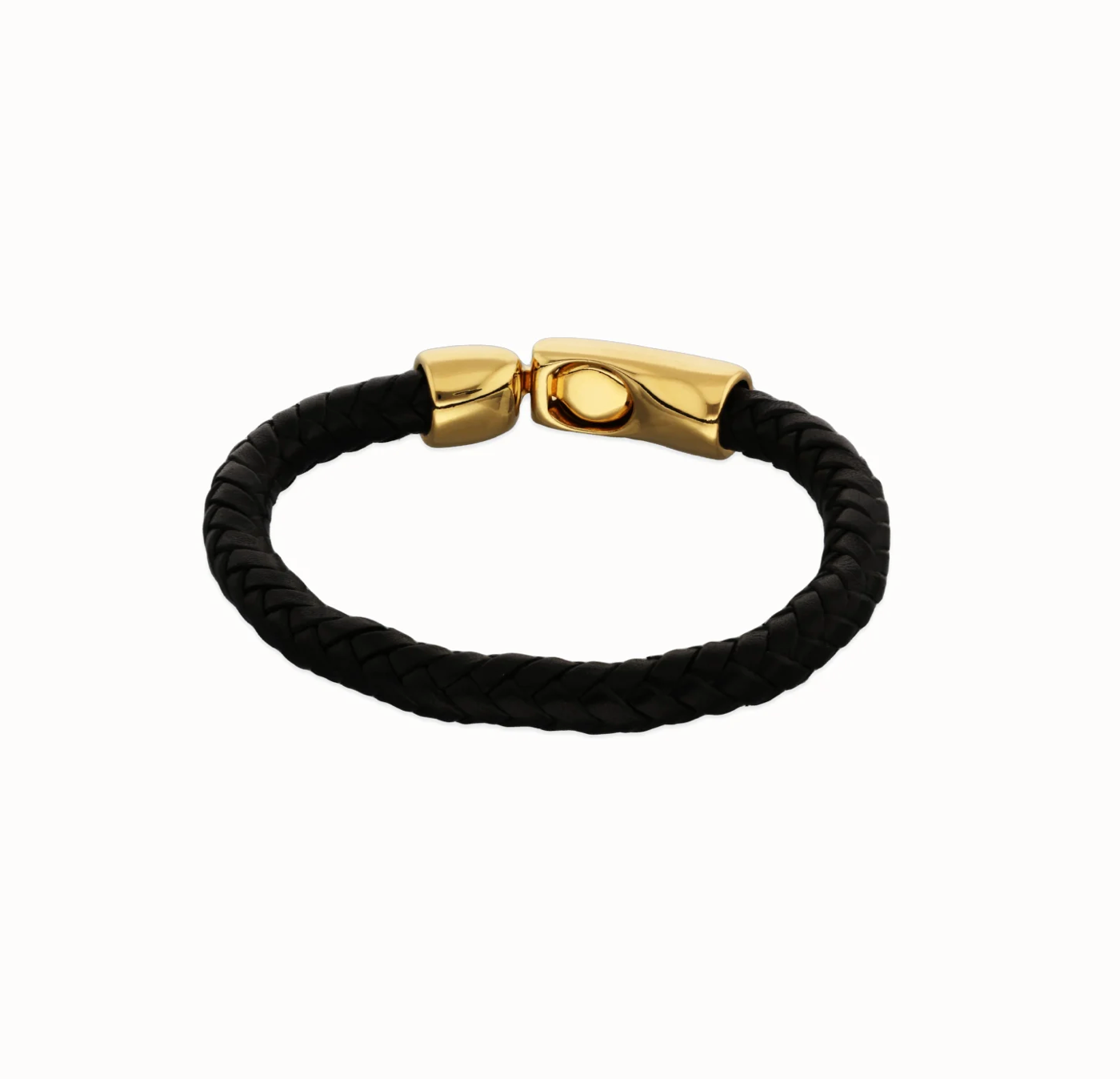 Leather braided bracelet with golden clasp