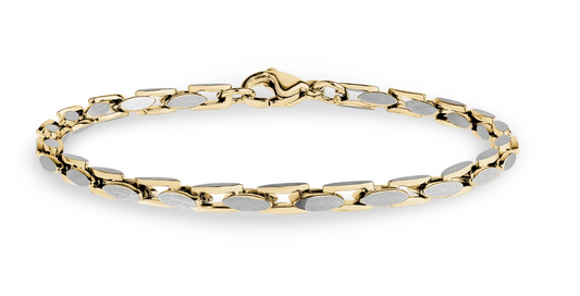 4mm Stainless Steel Two Tone Matte Oval Link Bracelet