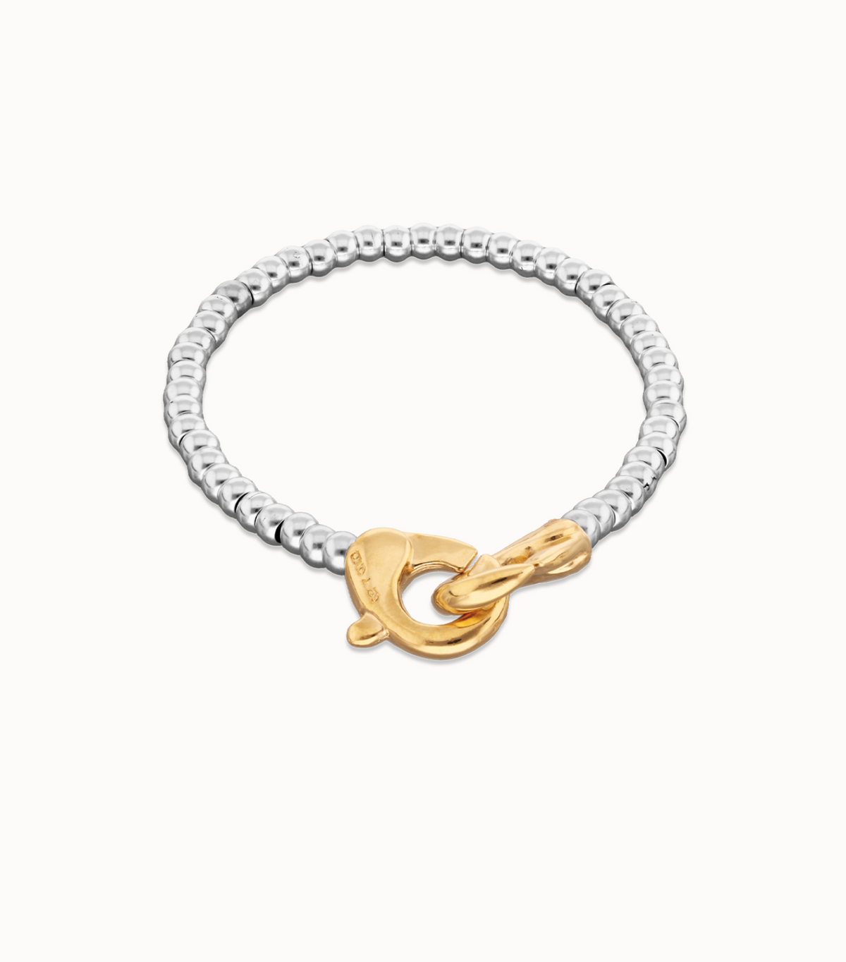 Pulsera de bolas pequeñas bañada en oro 18k con mosqueton entrelazado en oro | Uno de 50 | Luby 