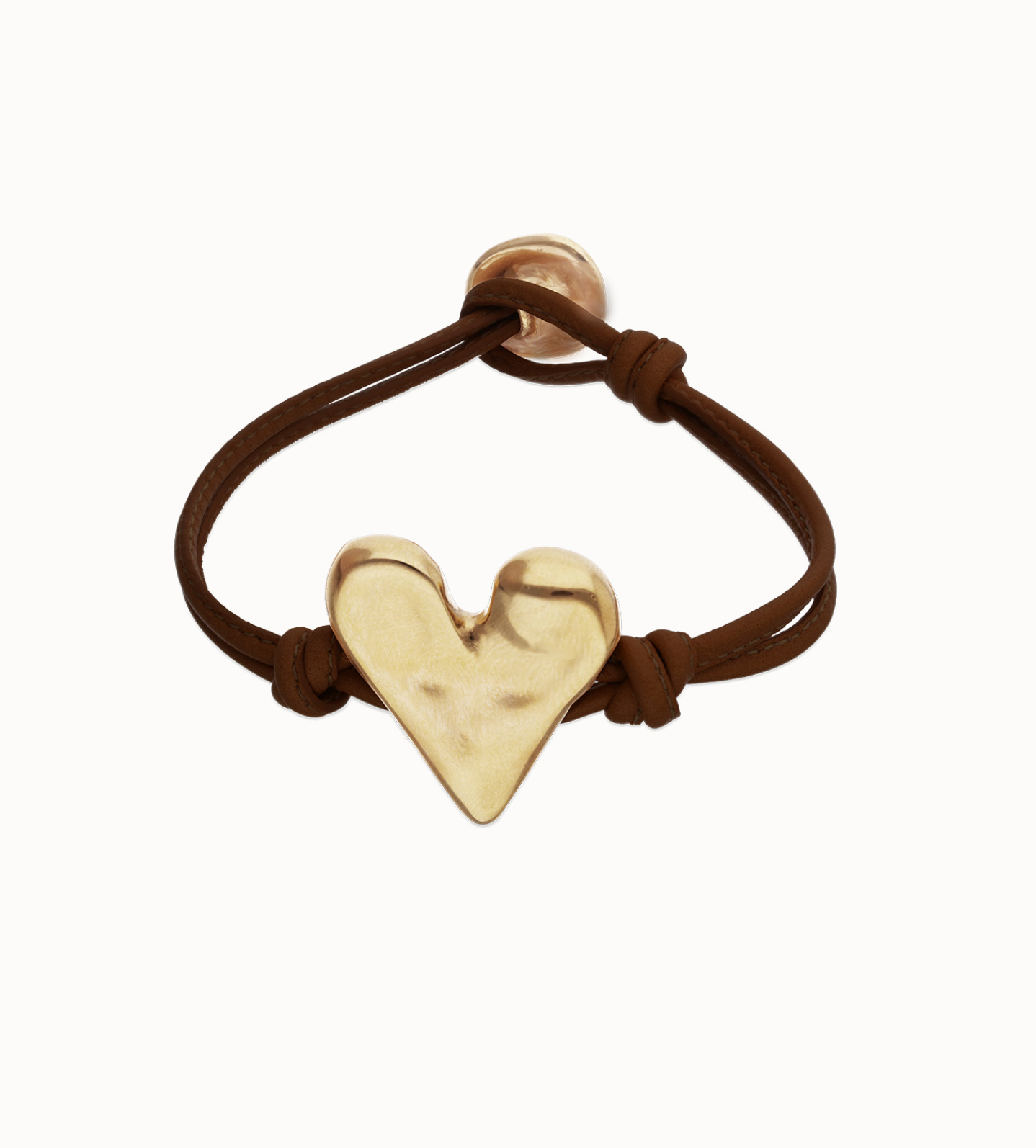 Brown leather bracelet with heart detail | Uno de 50 | Luby 