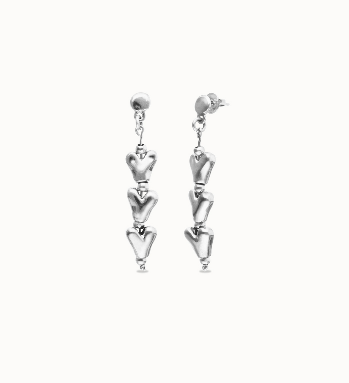 Drop earrings with chained hearts | Uno de 50 | Luby 