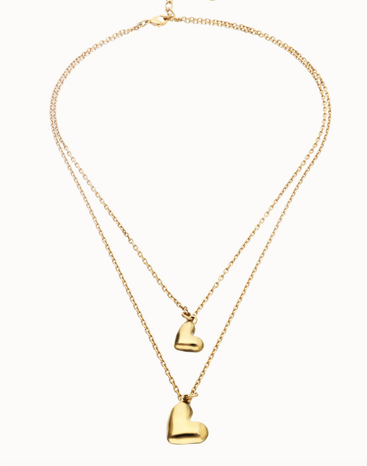 Multi strand chain necklace with two hearts | Uno de 50 | Luby 