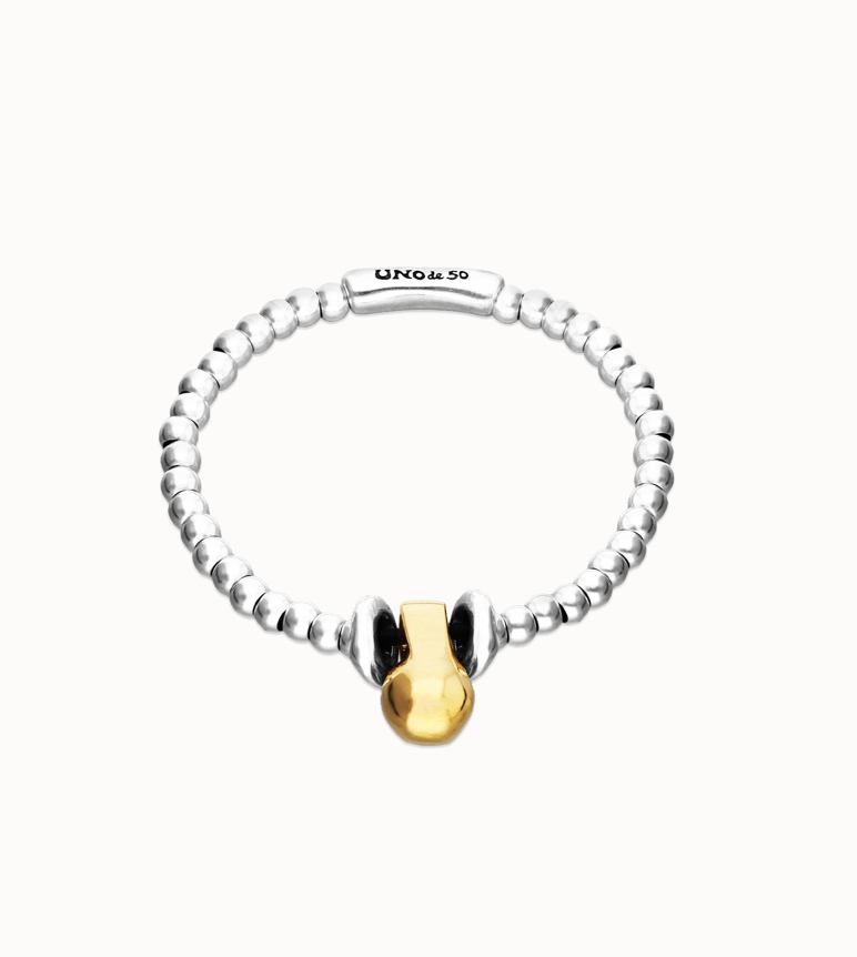 Elastic beaded bracelet with small and large beads