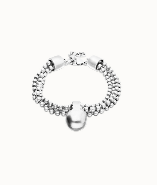 Bracelet with silver threads and large sphere | Uno de 50 | Luby 