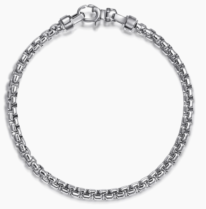 925 Sterling Silver Box Chain Bracelet 4mm | Gabriel & Co. Men's | Luby 