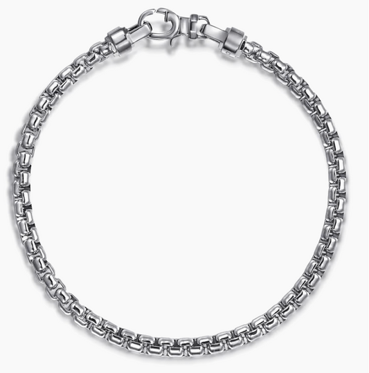 925 Sterling Silver Box Chain Bracelet 4mm | Gabriel & Co. Men's | Luby 