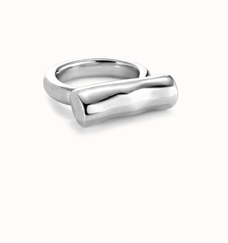 Anillo bañado en plata de ley con tubo horizontal | Uno de 50 | Luby 