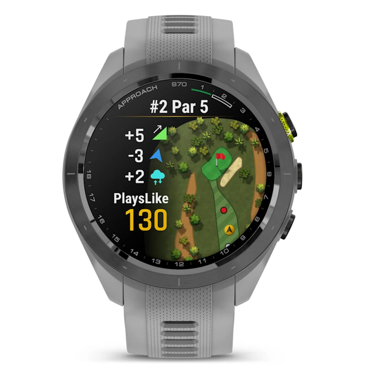 Approach® S70 - 42 mm Black/Amp Yellow Ceramic Bezel with Powder Gray Silicone Band