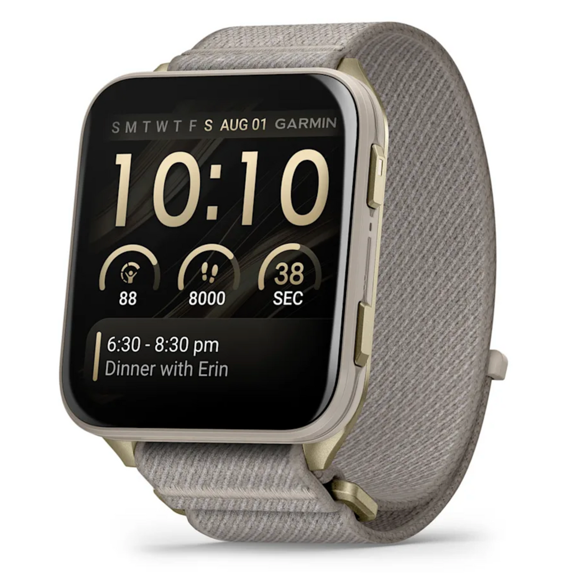 Venu® X1 Soft Gold with Titanium Caseback and French Gray Nylon Band