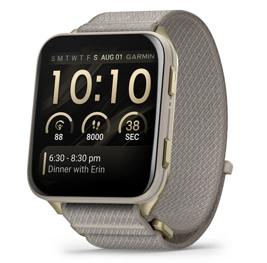 Venu® X1 Soft Gold with Titanium Caseback and French Gray Nylon Band