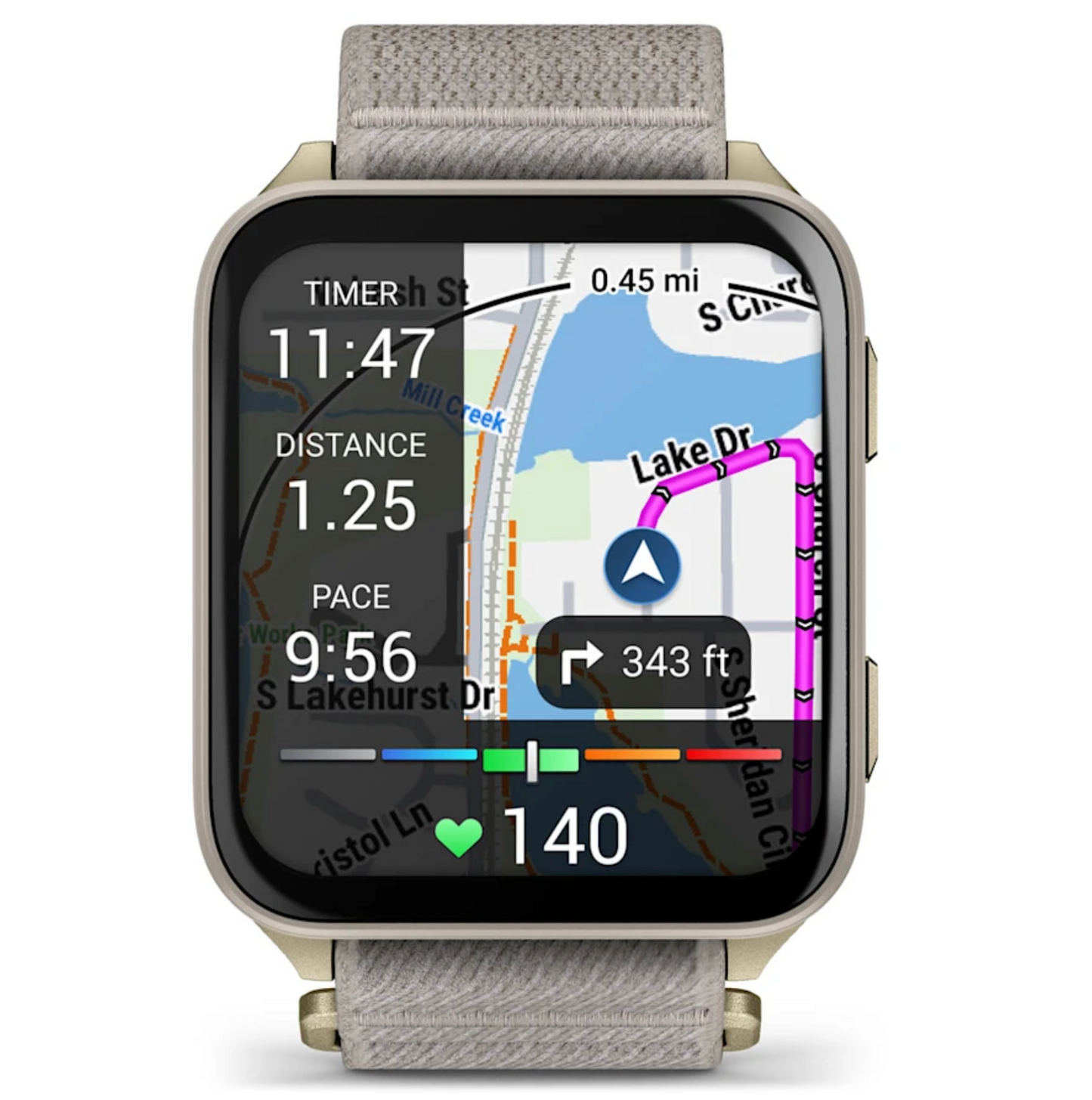 Venu® X1 Soft Gold with Titanium Caseback and French Gray Nylon Band
