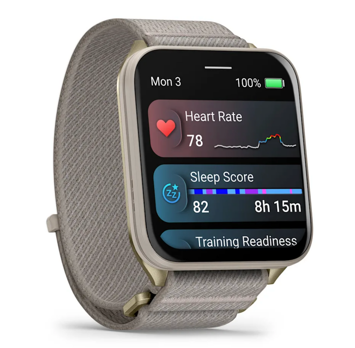 Venu® X1 Soft Gold with Titanium Caseback and French Gray Nylon Band