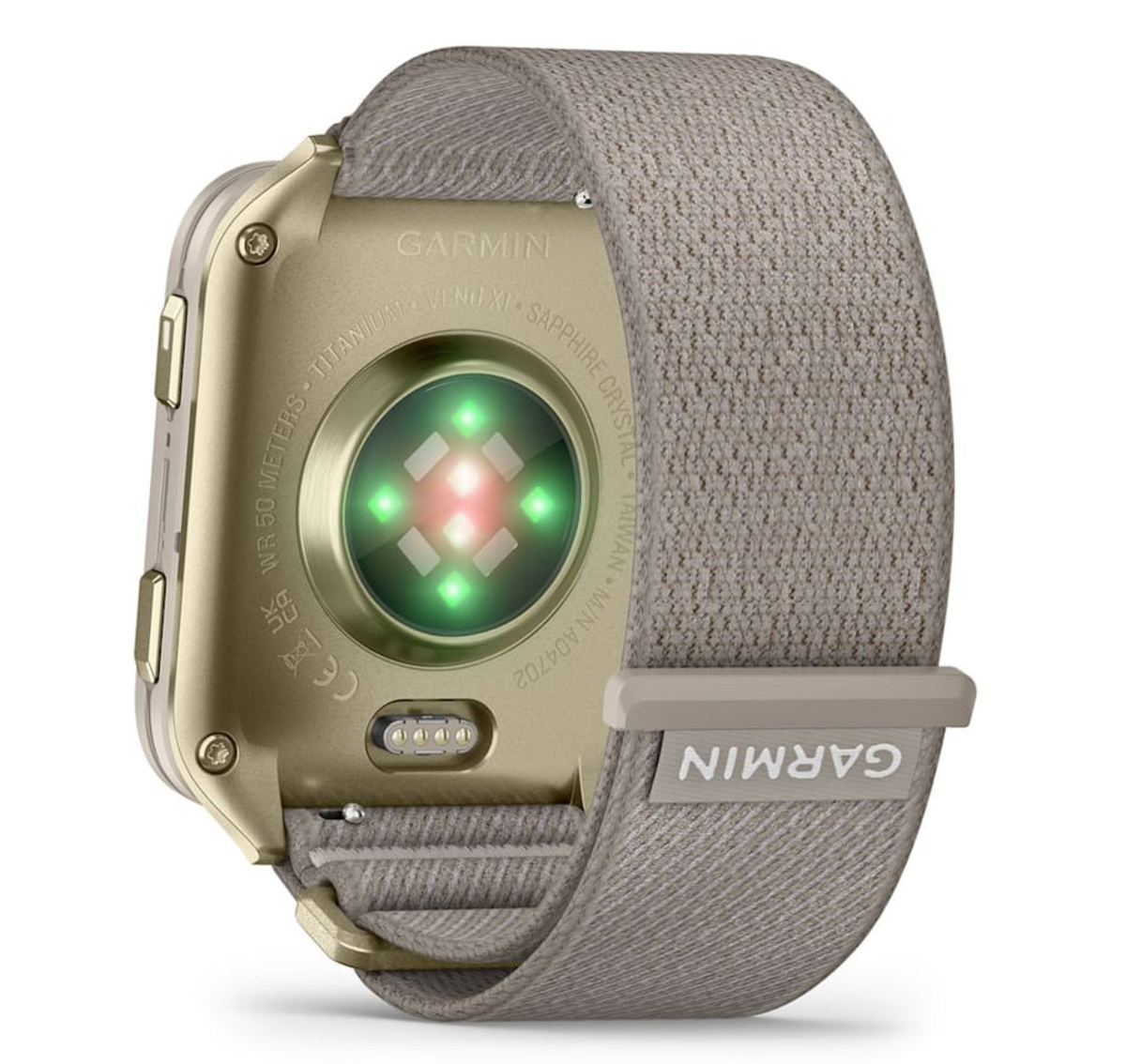 Venu® X1 Soft Gold with Titanium Caseback and French Gray Nylon Band