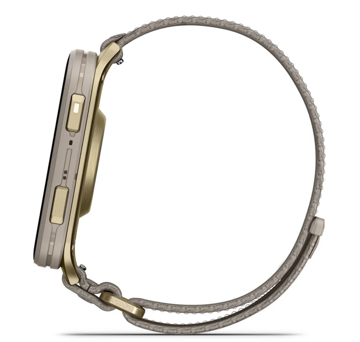 Venu® X1 Soft Gold with Titanium Caseback and French Gray Nylon Band