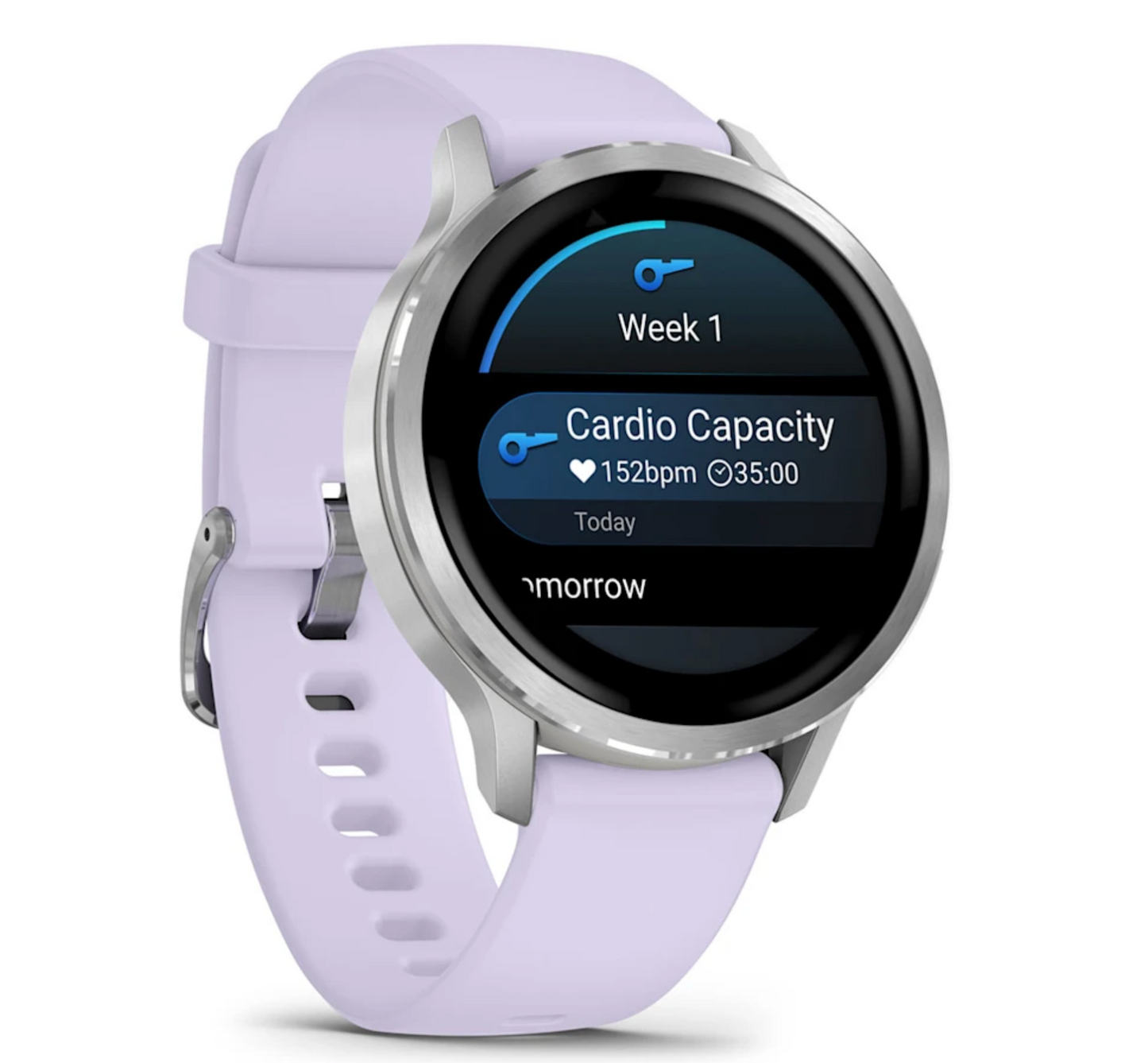 Venu® 4 – 41 mm Silver with Periwinkle Silicone Band