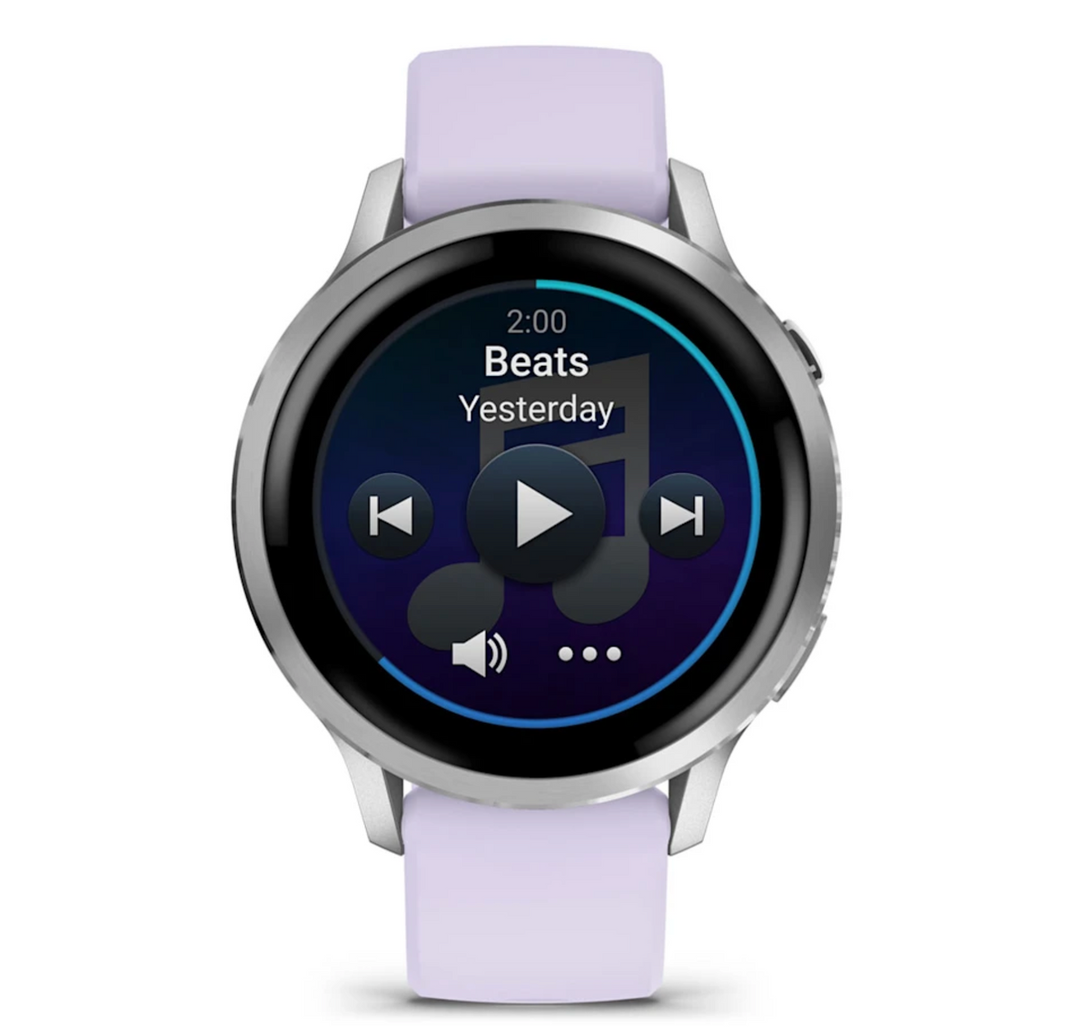 Venu® 4 – 41 mm Silver with Periwinkle Silicone Band
