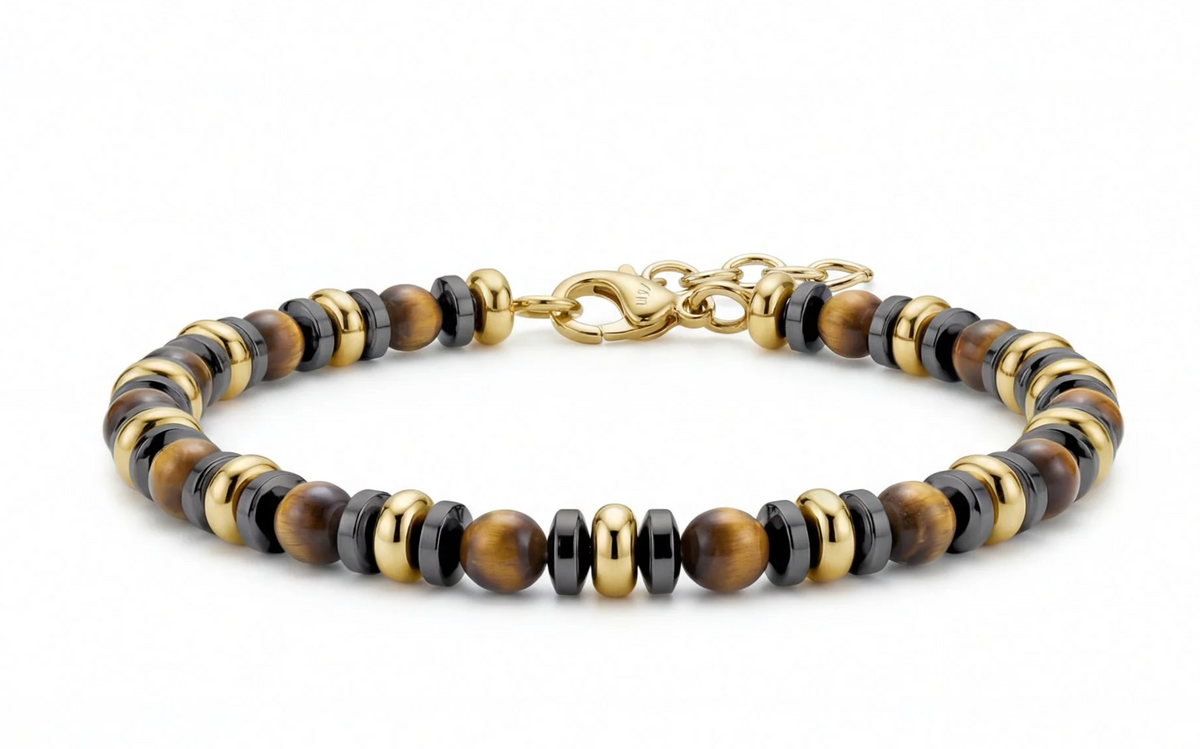 REGAL TIGER EYE BEAD BRACELET