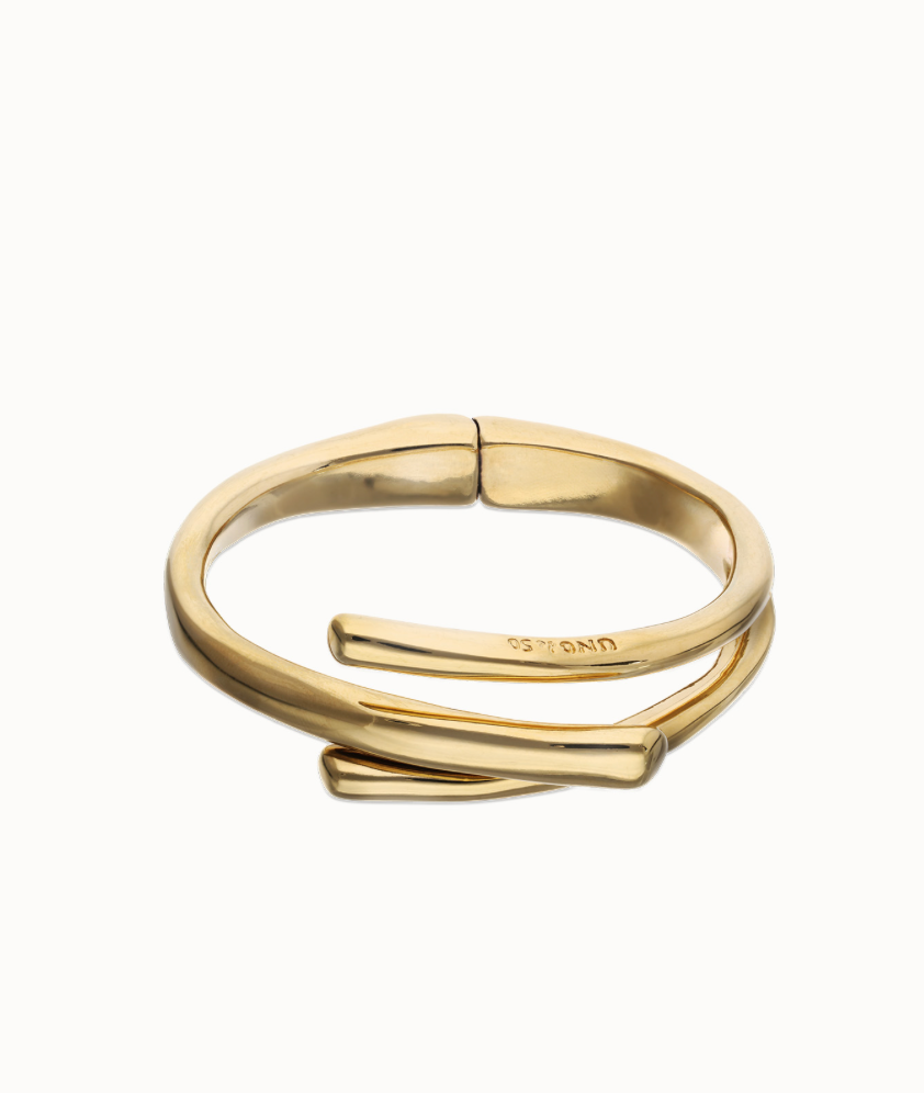 Pulsera rígida bañada en oro 18k con tres formas orgánicas entrelazadas
