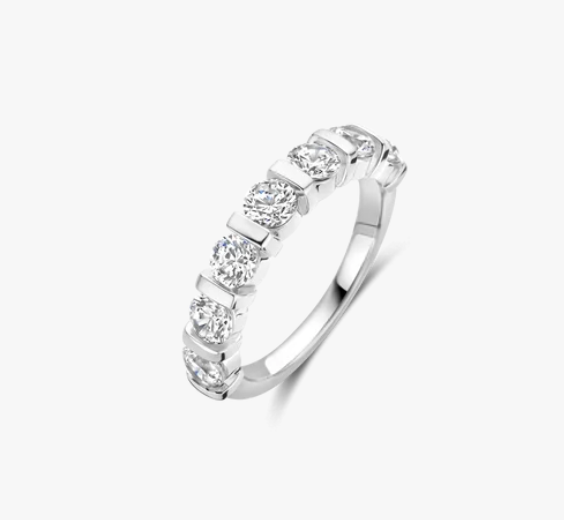 Contrast Tennis Ring Silver
