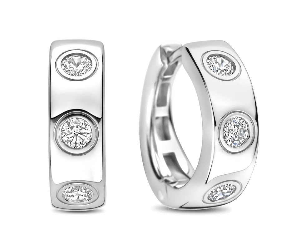 Classic Zirconia Hoops Silver