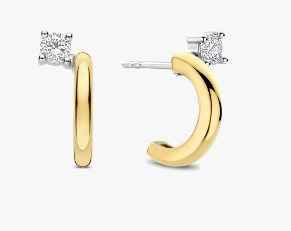 Zirconia Half Hoop Earrings