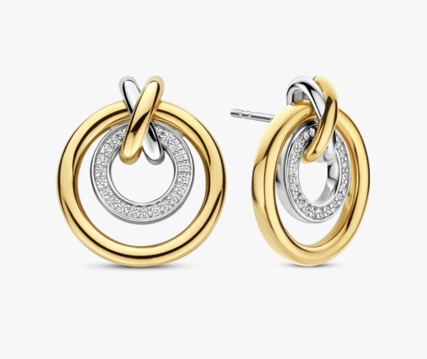 Contrast Crossover Circle Earrings
