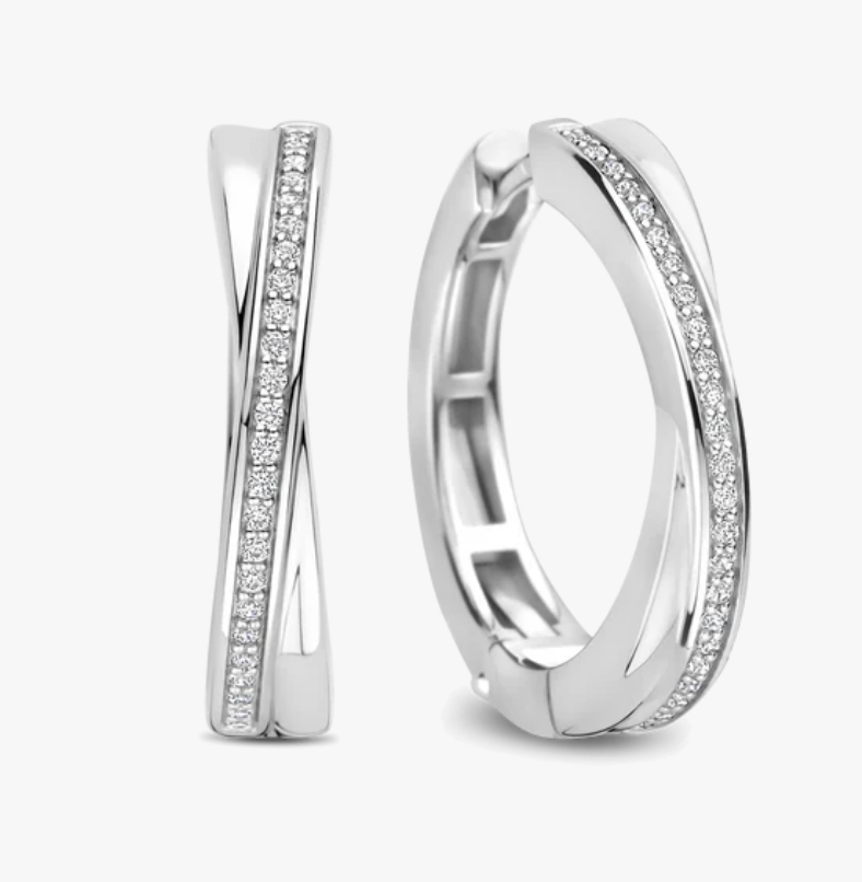 Zirconia Crossover Hoops Silver | Ti Sento Milano | Luby 