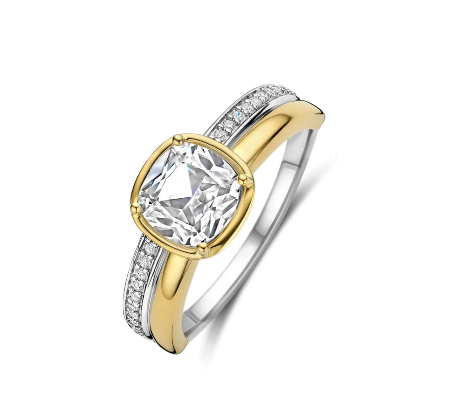 Double Band Zirconia  Gold Vermeil Ring