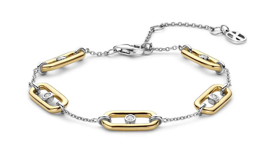 Open Link Bracelet with Round Zirconia