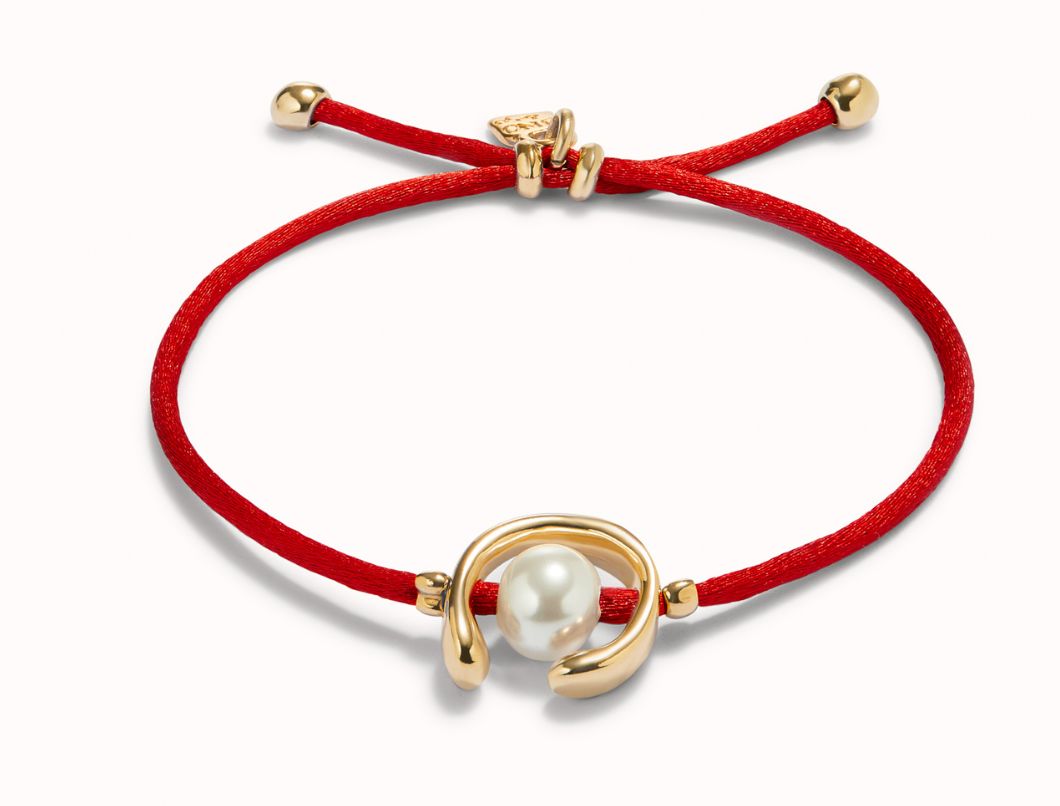 18K gold-plated thread bracelet with shell pearl accessory | Uno de 50 | Luby 