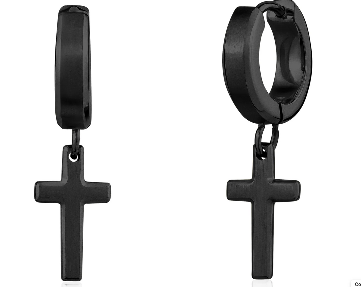 BEVELED EDGE CROSS EARRINGS | ARZ Steel | Luby 
