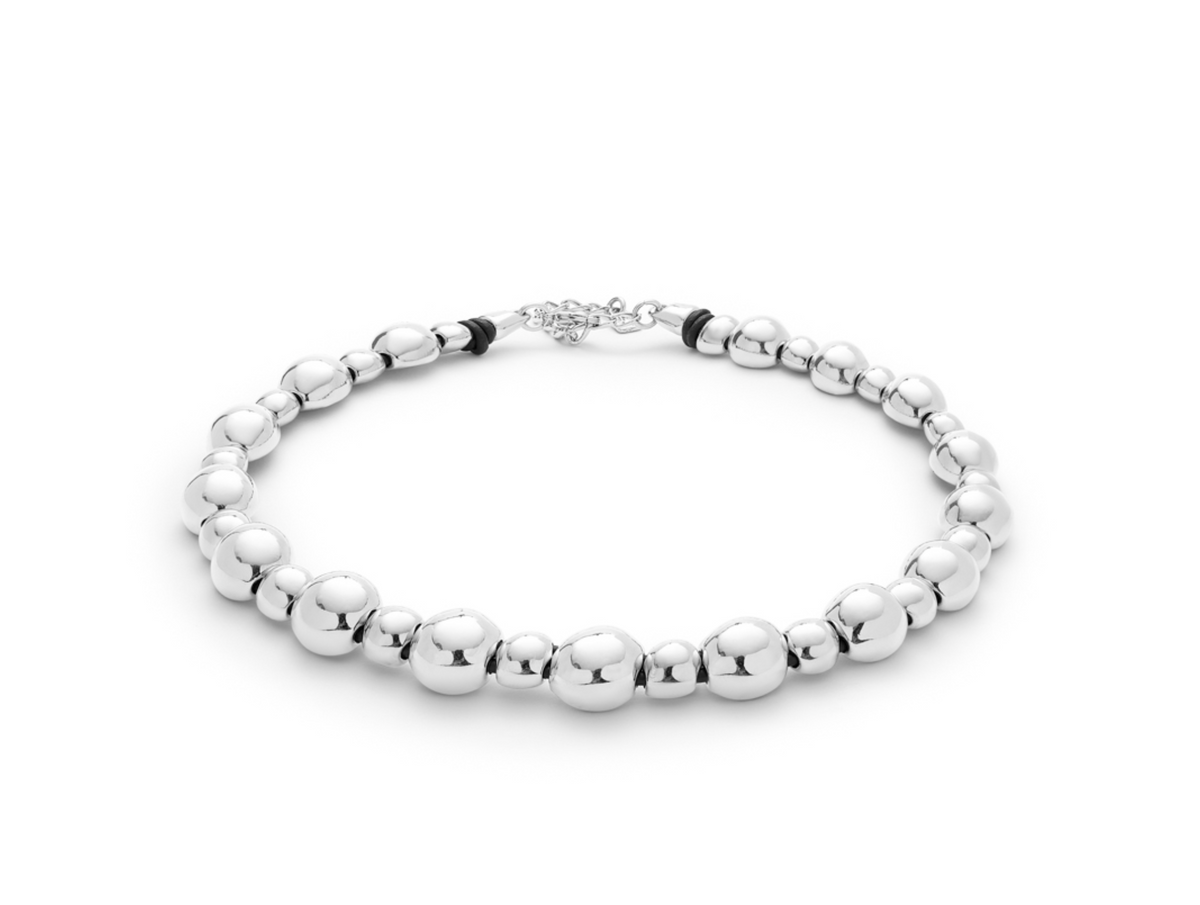 Ser Intrepida Sterling silver-plated bead  in Two Different Sizes Necklace | Uno de 50 | Luby 