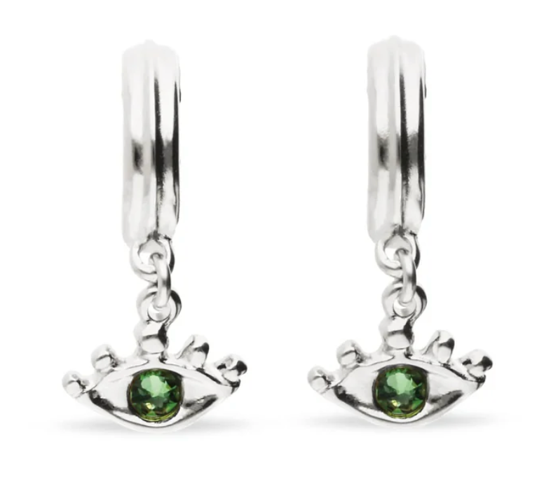 Pendientes Colgantes de Ojo Bañados en Plata de Ley | Uno de 50 | Luby 