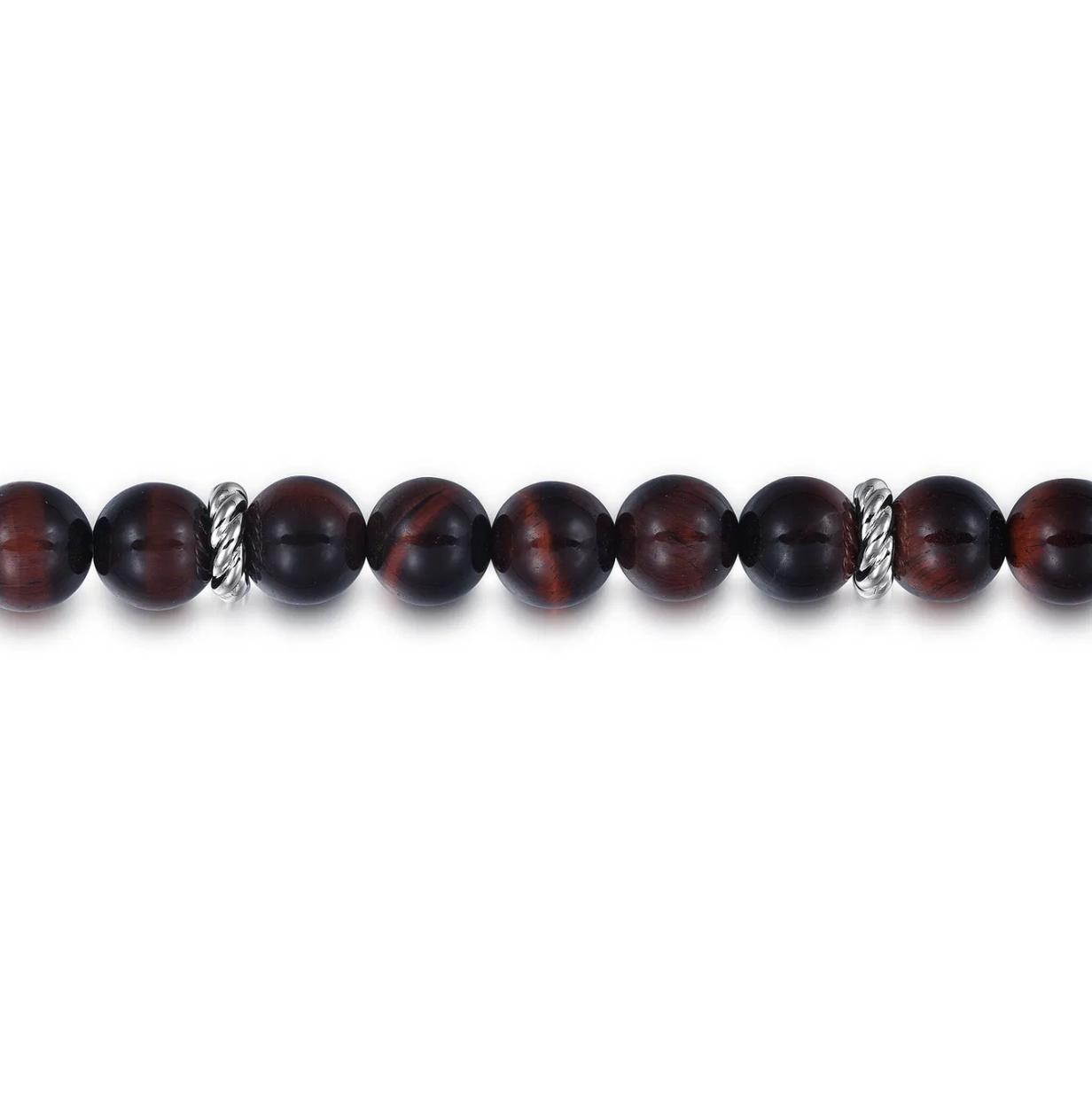 Sterling Silver and 8mm Tiger Eye Beaded Bracelet | Gabriel & Co. Men's | Luby 