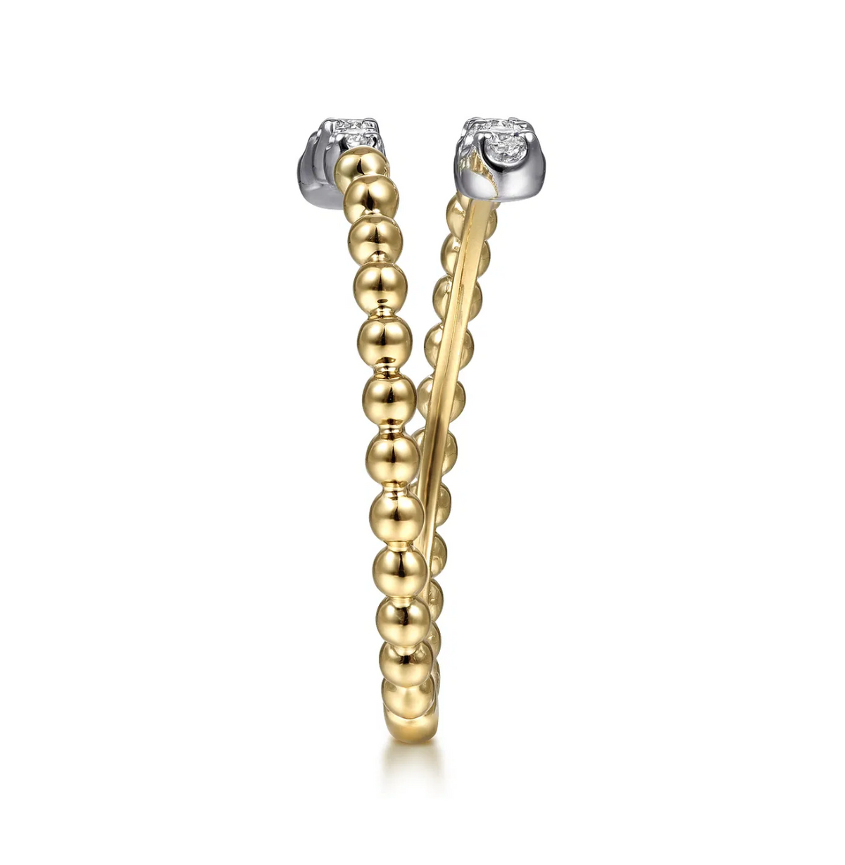 14K White-Yellow Gold Bujukan Ball and Diamond Open Bypass Ring | Gabriel & Co. | Luby 