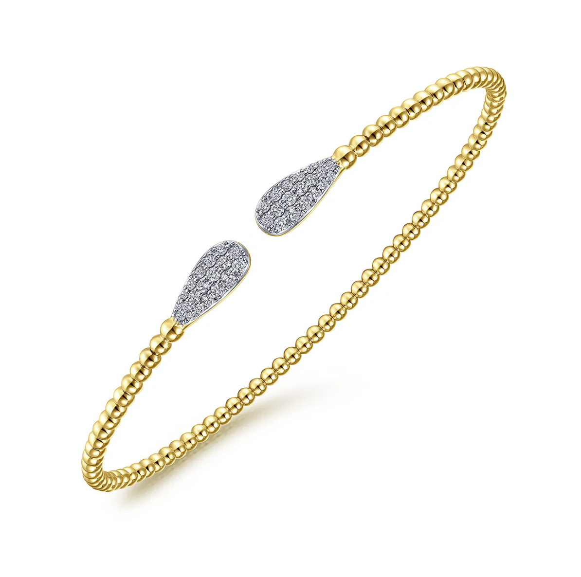 14K Yellow Gold Bujukan Diamond Teardrops Bangle