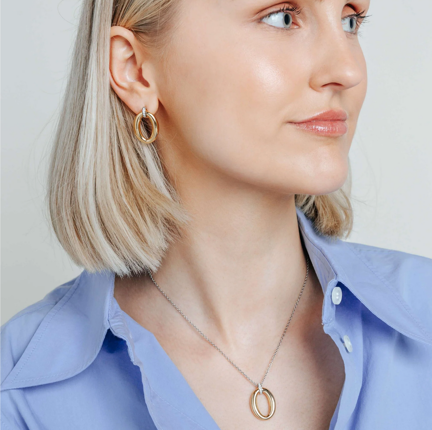 TI SENTO Gold-Plated Silver Oval Earrings